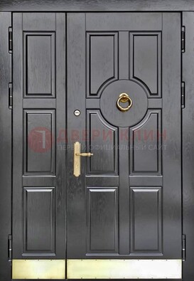 Черная металическая дверь с виноритом для дома ДВТ-241 в Екатеринбурге