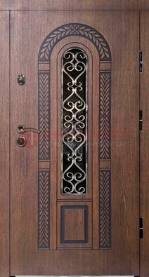 Стальная коричневая дверь с виноритом и МДФ ДВТ-81 в Екатеринбурге