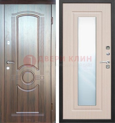 Светло-коричневая дверь c виноритом с узором и филенчатой МДФ ДЗ-120 в Екатеринбурге