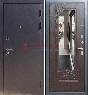 Черная входная дверь с зеркалом МДФ внутри ДЗ-29 в Химках