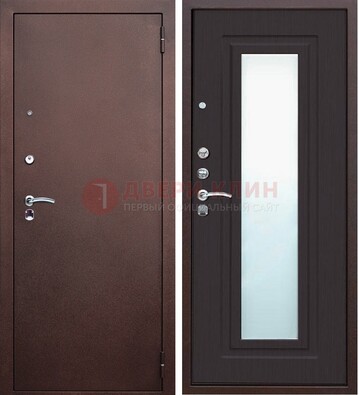 Коричневая металлическая дверь с зеркалом ДЗ-43 в Екатеринбурге