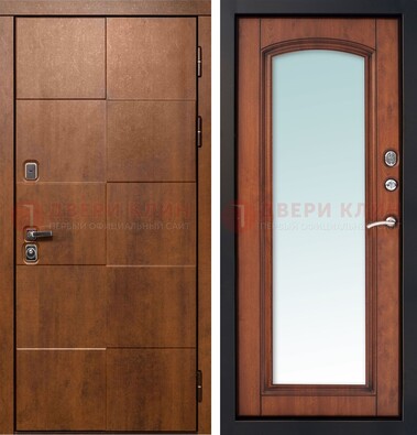 Белая филенчатая дверь с фрезерованной МДФ и зеркалом ДЗ-81 в Екатеринбурге