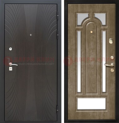 Темная металлическая дверь МДФ с различными зеркальными вставками внутри ДЗ-82 в Екатеринбурге