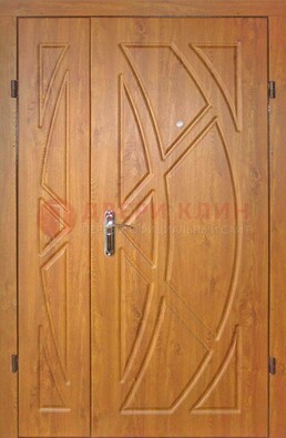 Полуторная металлическая дверь с МДФ золотой дуб ПЛ-17 в Екатеринбурге