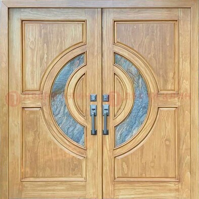 Двухстворчатая металлическая дверь с витражом ВЖ-11 в Екатеринбурге