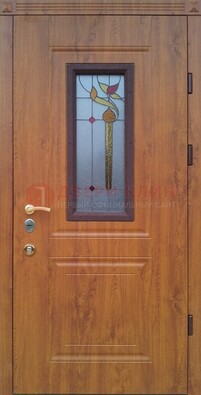 Железная дверь с МДФ и витражом ВЖ-24 в Екатеринбурге